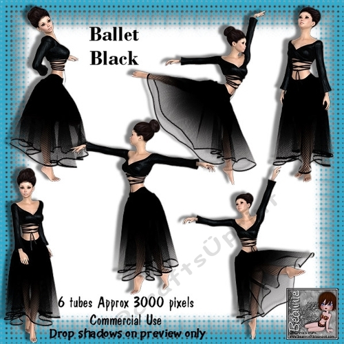 6 Ballet Dancer in Black Poser Tubes