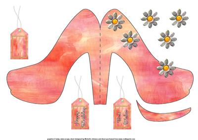 Daisy Shoe Shaped Card with Decoupage
