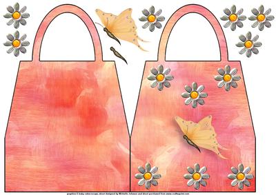 Daisy and Butterfly Bag Shaped Card