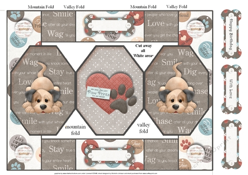 Doggies 2 Octagon Folded Pop-up Card 