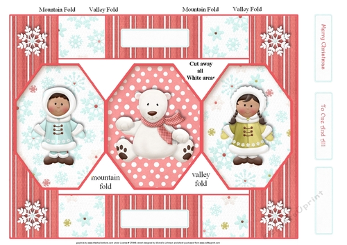 Ethnic Eskimo Escapades Polar Bear Octagon Folded Pop-up Card 