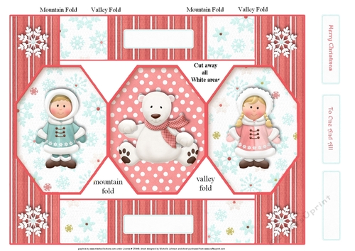 Eskimo Escapades Polar Bear Octagon Folded Pop-up Card 