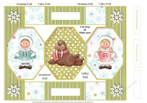 Eskimo Escapades Walrus Octagon Folded Pop-up Card 