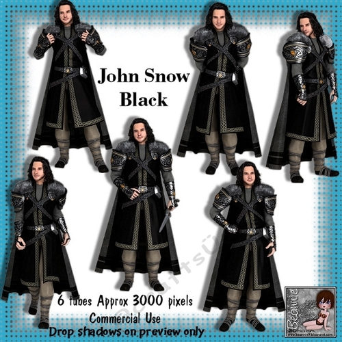 6 John Snow Black (game of thrones) Poser Tubes