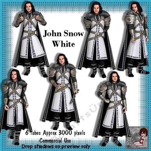 6 John Snow White (game of thrones) Poser Tubes