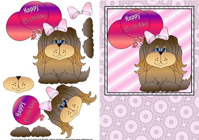 Birthday Puppy Quick Card Front with Decoupage