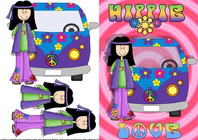 Hippie Love Quick Card Front with Decoupage