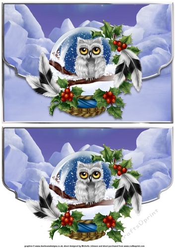 Owl In A Snow Globe Faux Envelope Card