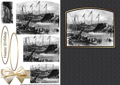 Old Ship Yard Birthday or Fathers Day Card with Pyramage