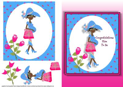 Mum to Be 1 Quick Card Front with Decoupage Pink