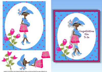 Mum to Be 1 Quick Card Front with Decoupage Blue