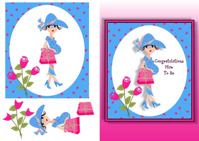 Mum to Be 2 Quick Card Front with Decoupage Pink
