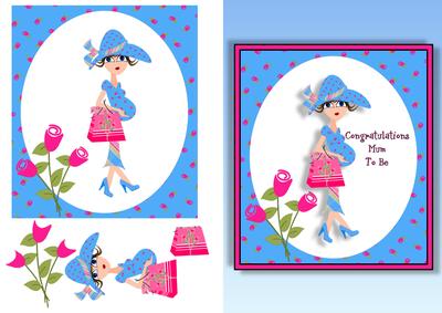 Mum to Be 2 Quick Card Front with Decoupage Blue