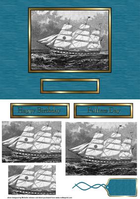 Old Sailing Ship Quick Card Front with Pyramage