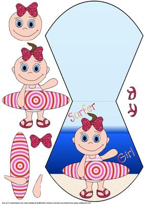 Surfer Girl Wobble Card with Decoupage