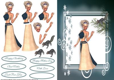 At One with Nature Lady with Squirrel Quick Card Front