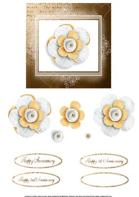 Paper Flower 1st/2nd Anniversary Step by Step Topper