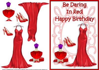 Be Daring in Red Quick Card Front with Decoupage