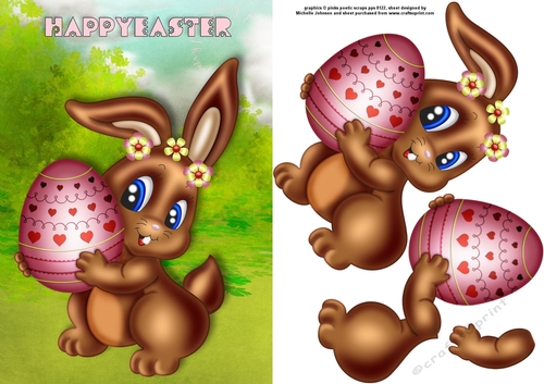 Easter Bunny Card Front with Decoupage