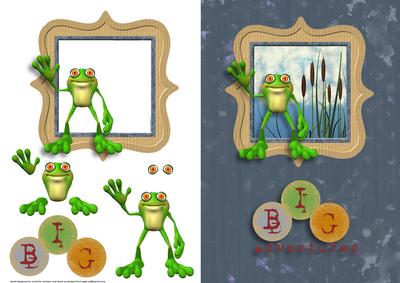 Big Frog Adventures Quick Card Front with Decoupage