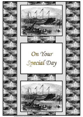 Old Ship Yard 3 Panel Fold Back Card
