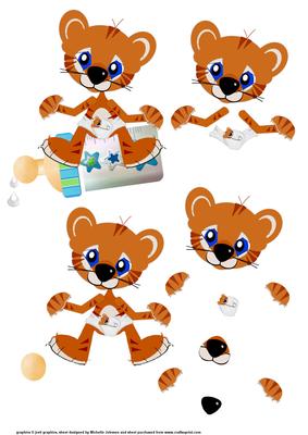 New Baby Boy Tiger Step by Step Also for Wobble Card