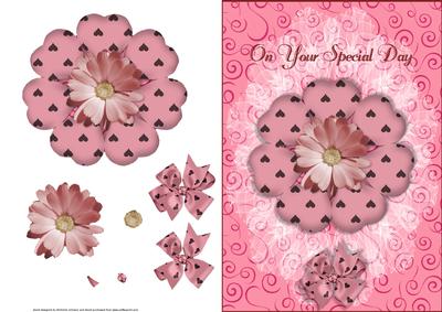 Pink Flower Special Day Quick Card Front with Decoupage