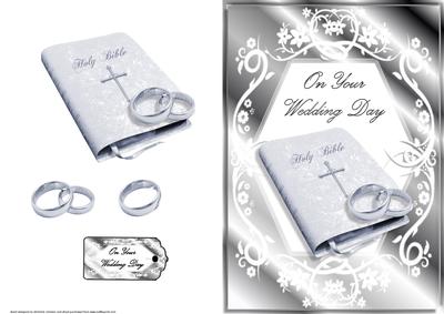 Wedding Bible and Rings Quick Card Front with Decoupage