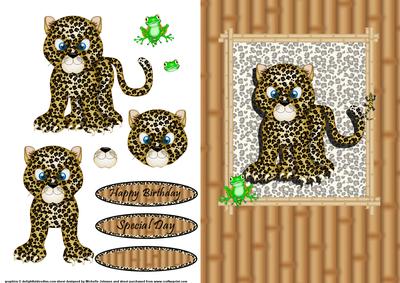 Cute Leopard Quick Card Front with Decoupage