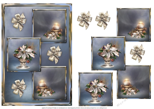 Candles And Poinsettia Three Square Card Front