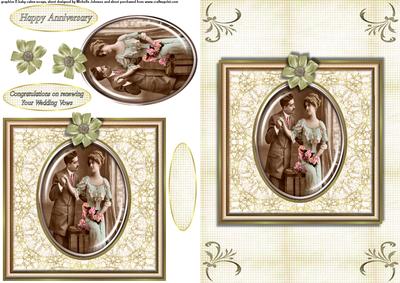 Vintage Couple Anniversary Quick Card Front with Decoupage