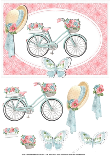 Pretty Bike with Flowers Card Front