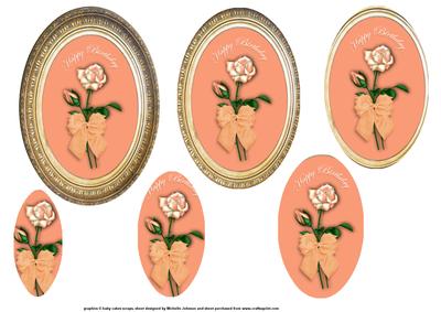 Birthday Framed Rose Oval Pyramage