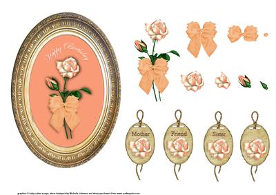 Birthday Framed Rose Topper with Decoupage