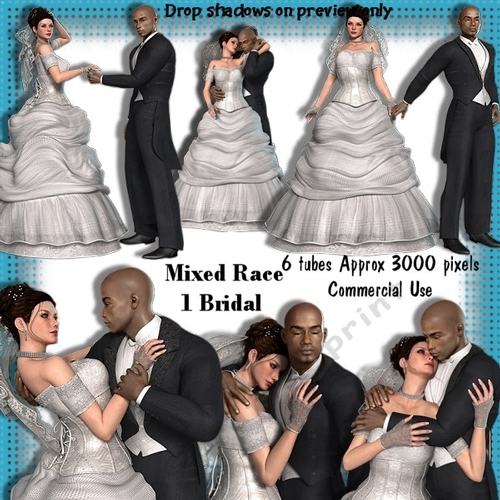 6 Mixed Race 1 Bridal Wedding Poser Tubes