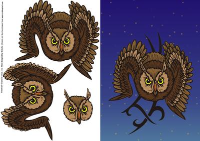 Night Owl Quick Card Front with Decoupage