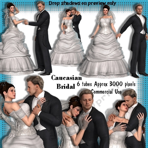 6 Caucasian Bridal Wedding Poser Tubes