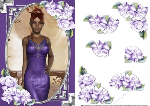 Ethnic Lady in an Elegant Purple Dress and Roses