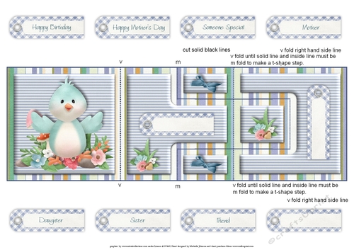 Little Blue Bird T-step Tri Fold