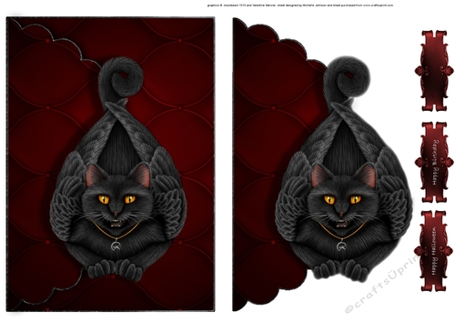 Owl Cat Scalloped Faux Envelope Card