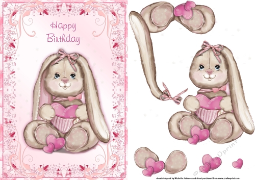 Watercolour Bunny Rabbit Card front Birthday