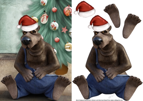 Merry Christmas From Snuggles The Brown Bear Card Front