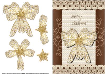 Christmas Bow Quick Card Front with Decoupage