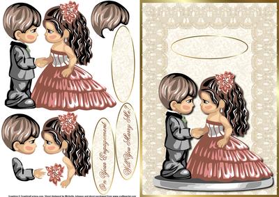 Cute Couple Quick Card Front with Decoupage