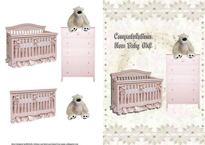 Baby Girl in Shabby Chic Quick Card Front with Decoupage