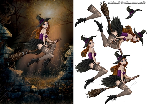 Sexy Witch On Her Broomstick Card Front