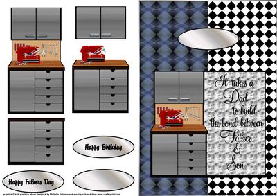 Dad Workbench Quick Card Front with Decoupage