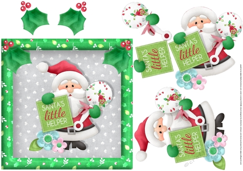 Santas Little Helper Topper With Decoupage
