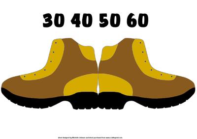 Male Walking Boots Shaped Card with Ages