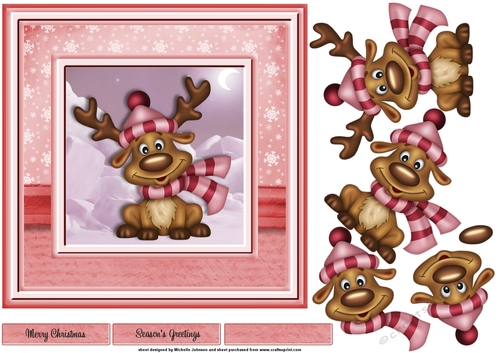 Little Reindeer Card Front (Pink)